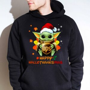 Best Baby Yoda Mashup UPS Happy HalloThanksMas Shirt, Halloween, Thanksgiving, Christmas 3