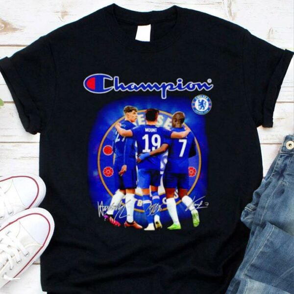 Best Champion Chelsea FC Signatures Shirt, Kai Havertz, Mason Mount, N Golo Kante