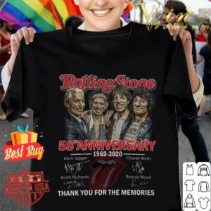 Awesome Charlie Watts Rolling Stones 58th Anniversary 1962-2020 Signatures Thank Memories Shirt, Mick Jagger, Keith Richards, Ronnie Wood