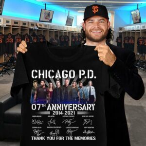 Awesome Chicago P.D. 07th anniversary 2014-2021 thank you for the memories signatures shirt 1