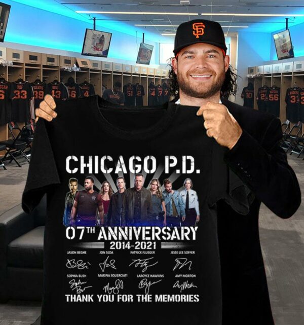 Awesome Chicago P.D. 07th anniversary 2014-2021 thank you for the memories signatures shirt