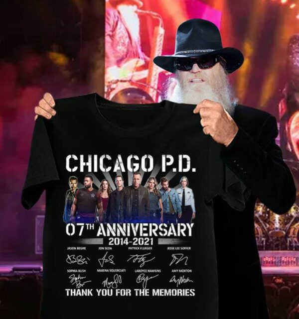 Awesome Chicago P.D. 07th anniversary 2014-2021 thank you for the memories signatures shirt