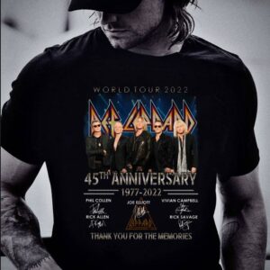 Original Def Leppard Band World Tour 2022 45th anniversary 1977-2022 Thank You For The Memories Signatures Shirt 1