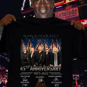 Original Def Leppard Band World Tour 2022 45th anniversary 1977-2022 Thank You For The Memories Signatures Shirt 2