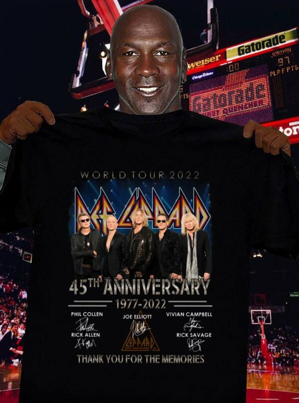 Original Def Leppard Band World Tour 2022 45th anniversary 1977-2022 Thank You For The Memories Signatures Shirt