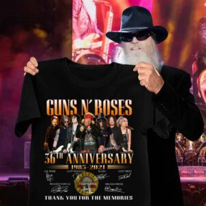 Hot Guns N Roses 36th anniversary 1985-2021 Thank You For The Memories Axl Rose Slash Signatures Shirt 2
