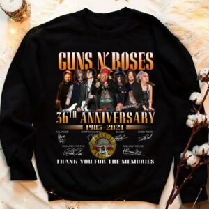 Hot Guns N Roses 36th anniversary 1985-2021 Thank You For The Memories Axl Rose Slash Signatures Shirt 3