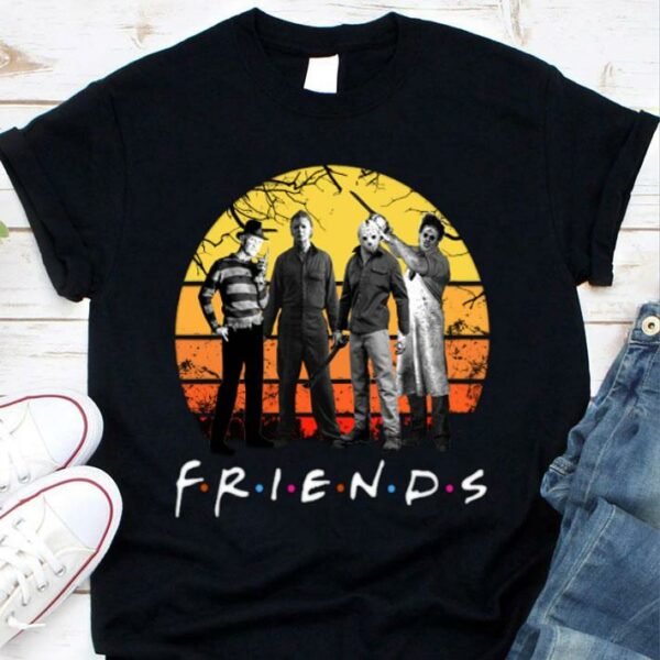 Hot Halloween Friends Horror Movies Characters Vintage Shirt
