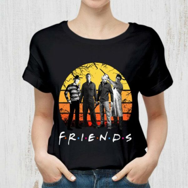 Hot Halloween Friends Horror Movies Characters Vintage Shirt