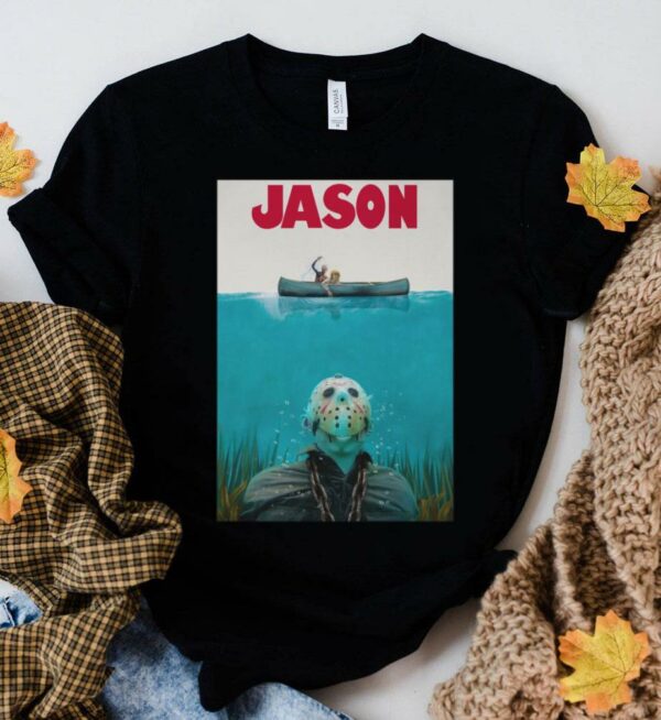 Hot Halloween Jason Voorhees Mashup Jaws Poster Shirt