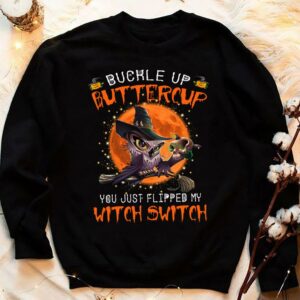 Premium Halloween Owl Buckle Up Buttercup You Just Flipped My Witch Switch Shirt 3