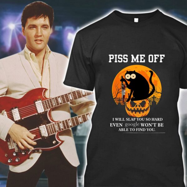Awesome Halloween black cat knife piss me off i will slap you so hard even google won't be able to find you shirt