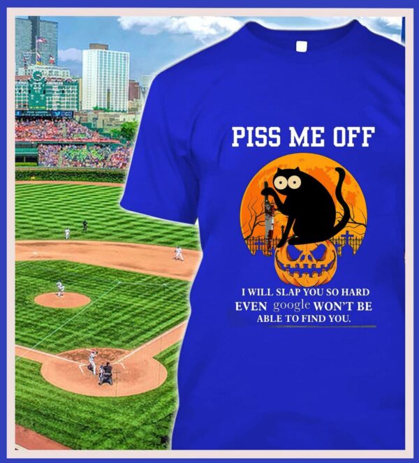 Awesome Halloween black cat knife piss me off i will slap you so hard even google won't be able to find you shirt