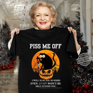 Awesome Halloween black cat knife piss me off i will slap you so hard even google won't be able to find you shirt 2