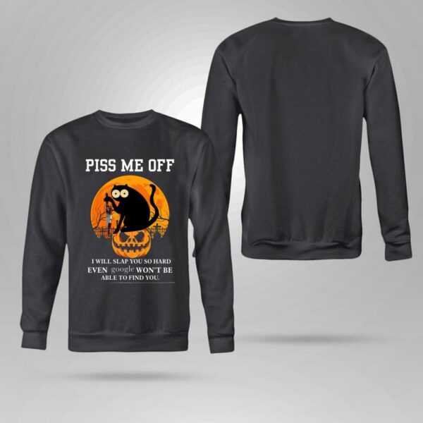 Awesome Halloween black cat knife piss me off i will slap you so hard even google won't be able to find you shirt