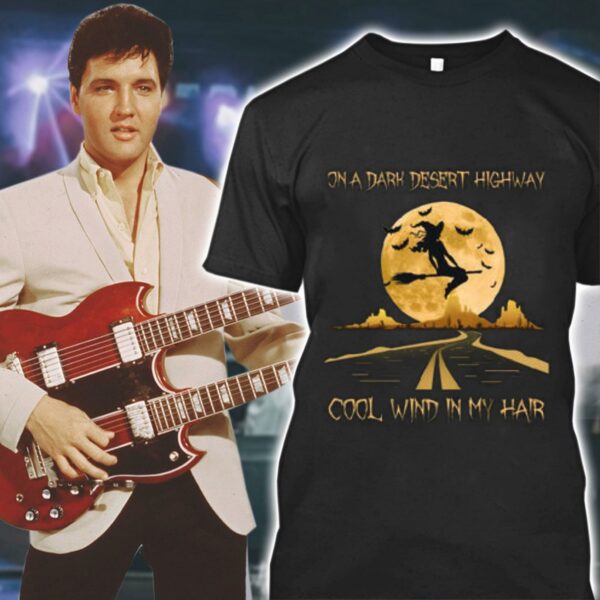 Awesome Halloween witch moon on a dark desert highway cool wind in my hair shirt