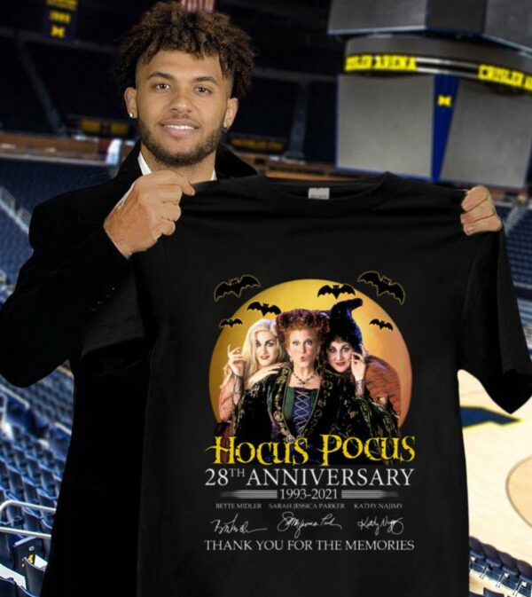 Awesome Hocus Pocus 28th Anniversary 1993-2021 Signed Thank You For The Memories Shirt, Bette Midler, Sarah Jessica Parker Kathy Najimy