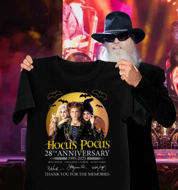 Awesome Hocus Pocus 28th Anniversary 1993-2021 Signed Thank You For The Memories Shirt, Bette Midler, Sarah Jessica Parker Kathy Najimy