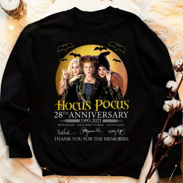 Awesome Hocus Pocus 28th Anniversary 1993-2021 Signed Thank You For The Memories Shirt, Bette Midler, Sarah Jessica Parker Kathy Najimy