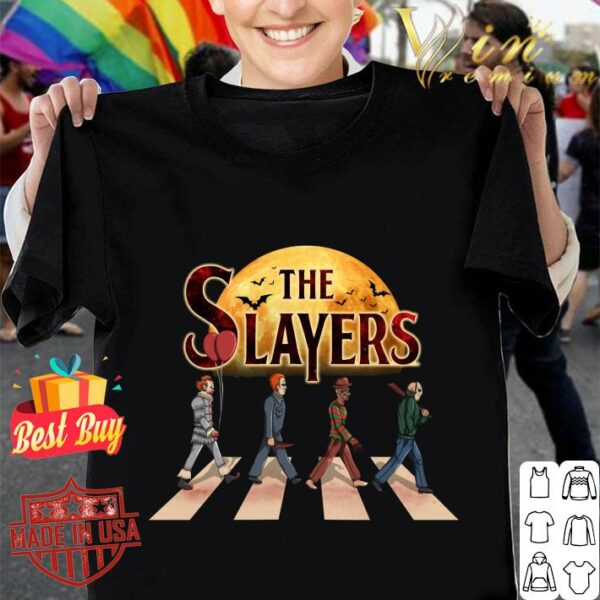 Premium Horror Movies Characters The Slayers Abbey Road Halloween Shirt