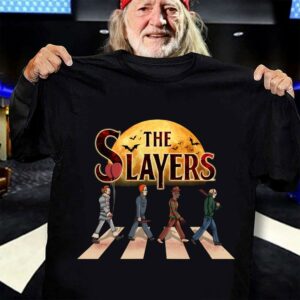 Premium Horror Movies Characters The Slayers Abbey Road Halloween Shirt 2