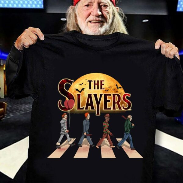 Premium Horror Movies Characters The Slayers Abbey Road Halloween Shirt