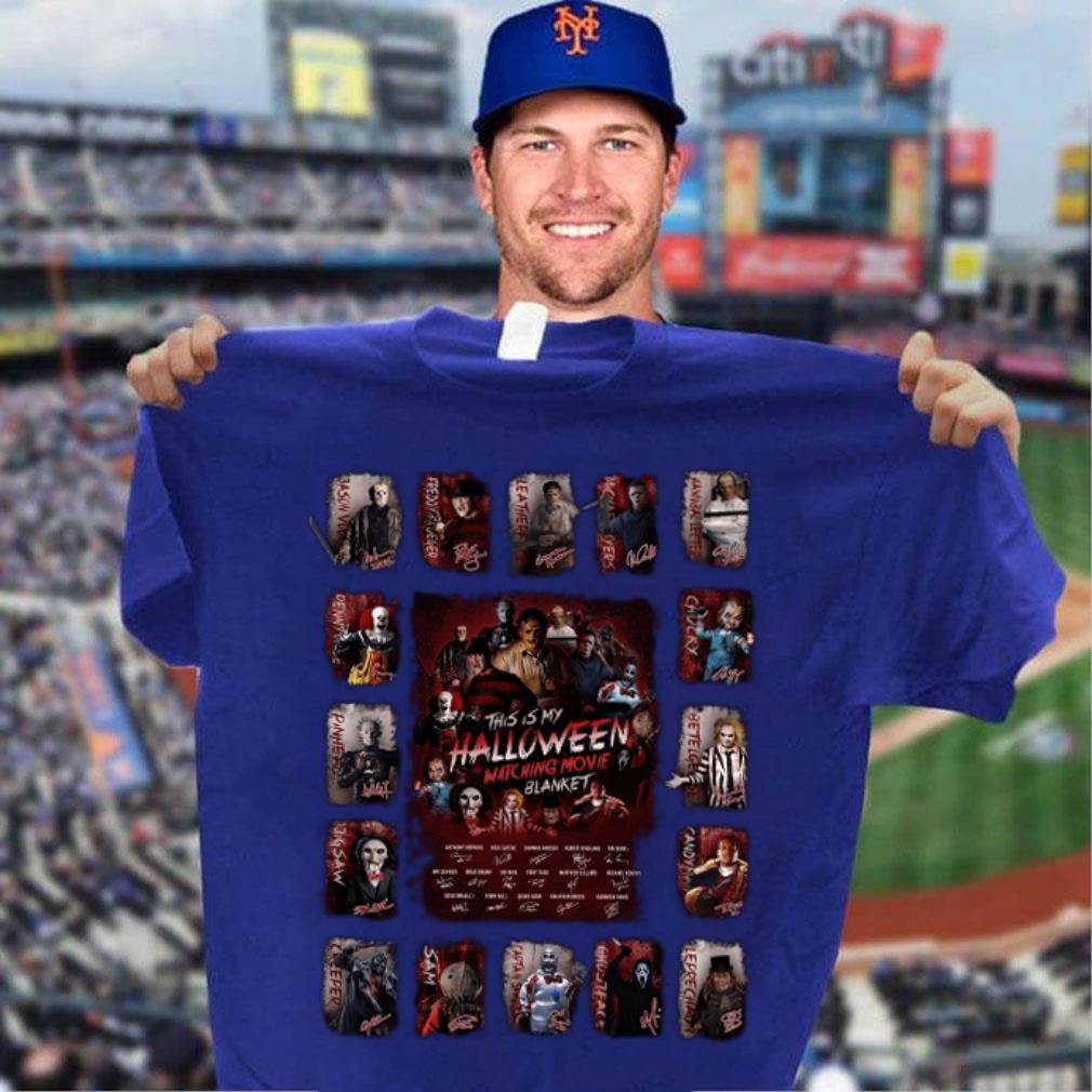 Premium Horror Movies Characters This Is My Halloween Watching Movie Blanket Signatures Shirt Horror Movies Characters This Is My Halloween Watching Movie Blanket Signatures Shirt 3 - Premium Horror Movies Characters This Is My Halloween Watching Movie Blanket Signatures Shirt