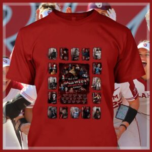 Premium Horror Movies Characters This Is My Halloween Watching Movie Blanket Signatures Shirt 3