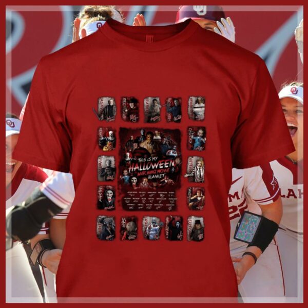 Premium Horror Movies Characters This Is My Halloween Watching Movie Blanket Signatures Shirt