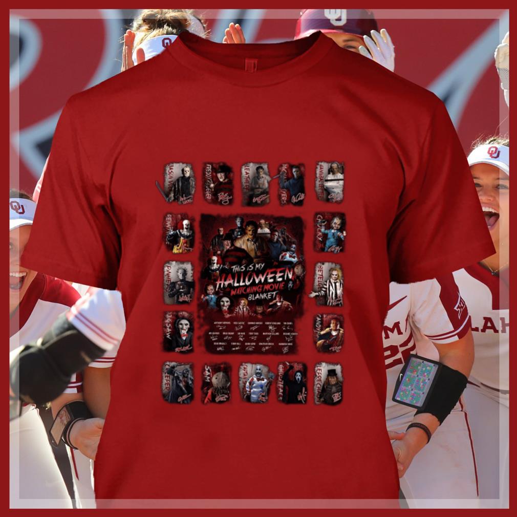 Premium Horror Movies Characters This Is My Halloween Watching Movie Blanket Signatures Shirt Horror Movies Characters This Is My Halloween Watching Movie Blanket Signatures Shirt 4 - Premium Horror Movies Characters This Is My Halloween Watching Movie Blanket Signatures Shirt