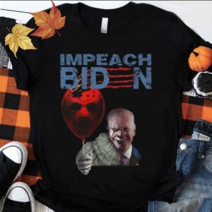 Official Impeach Joe Biden Pennywise hold Jason Voorhees Balloon Shirt