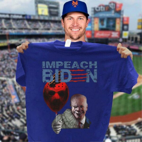 Official Impeach Joe Biden Pennywise hold Jason Voorhees Balloon Shirt