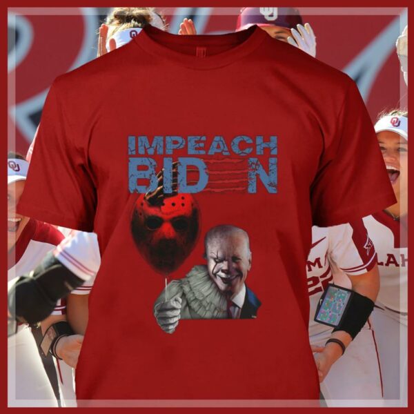 Official Impeach Joe Biden Pennywise hold Jason Voorhees Balloon Shirt