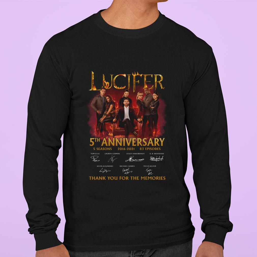 Funny Lucifer TV Series 5th anniversary 5 seasons 2016-2021 83 episodes signatures thank memories shirt Lucifer TV Series 5th anniversary 5 seasons 2016 2021 83 episodes signatures thank memories shirt 3 - Funny Lucifer TV Series 5th anniversary 5 seasons 2016-2021 83 episodes signatures thank memories shirt