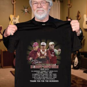 Original RIP Bobby Bowden Florida State Seminoles 1929-2021 Signature Thank You For The Memories Shirt 2