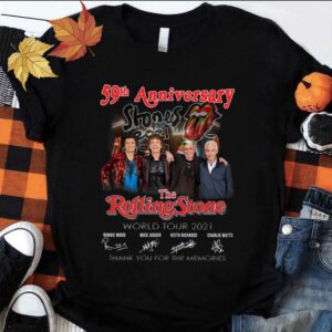 Hot RIP Charlie Watts 59th anniversary The Rolling Stones World Tour 2021 signatures thank you memories shirt