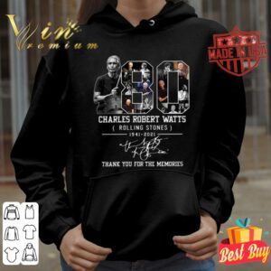 Hot Rest In Peace Charlie Watts 80 years of Charles Robert Watts Rolling Stones 1941-2021 signature thank memories shirt 3 Hot Rest In Peace Charlie Watts 80 years of Charles Robert Watts Rolling Stones 1941-2021 signature thank memories shirt 3