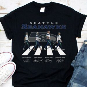 Best Seattle Seahawks Abbey Road Signatures Shirt, Russell Wilson, Steve Largent, Walter Jones, Marshawn Lynch