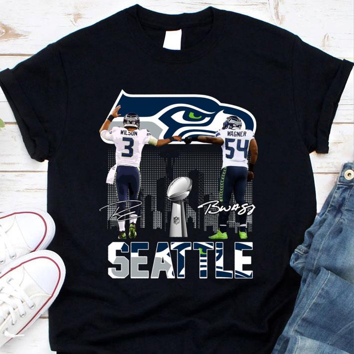 Awesome Seattle Seahawks Russell Wilson Bobby Wagner Signatures Shirt Seattle Seahawks Russell Wilson Bobby Wagner Signatures Shirt 1 - Awesome Seattle Seahawks Russell Wilson Bobby Wagner Signatures Shirt