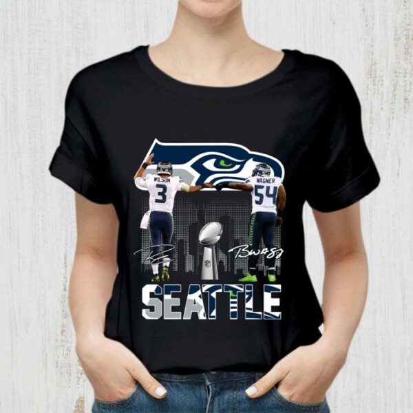 Awesome Seattle Seahawks Russell Wilson Bobby Wagner Signatures Shirt