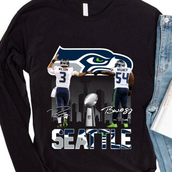 Awesome Seattle Seahawks Russell Wilson Bobby Wagner Signatures Shirt