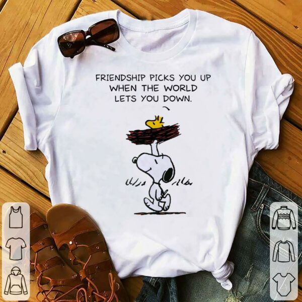 Official Snoopy Woodstock Friendship Picks You Up When The World Lets You Down Shirt