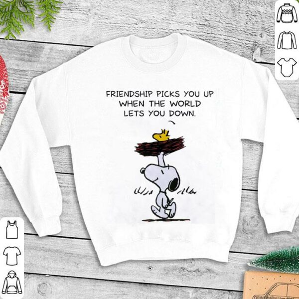 Official Snoopy Woodstock Friendship Picks You Up When The World Lets You Down Shirt