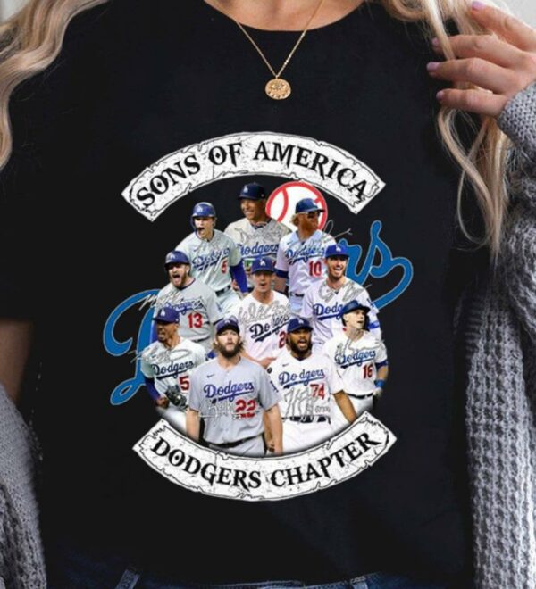 Premium Sons of America Dodgers Chapter Los Angeles Dodgers Signatures Shirt, Sons of Anarchy