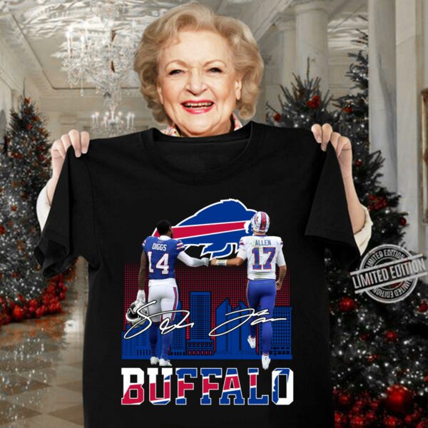 Official Stefon Diggs Josh Allen Buffalo Bills Signatures Shirt