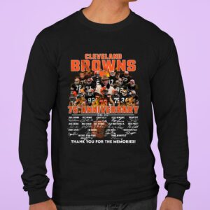 Original Team NFL Cleveland Browns 75th anniversary 1946-2021 Signatures Thank You For The Memories Shirt 2