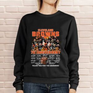 Original Team NFL Cleveland Browns 75th anniversary 1946-2021 Signatures Thank You For The Memories Shirt 3