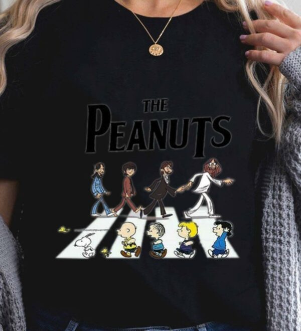 Best The Beatles Mashup The Peanuts Abbey Road Snoopy Charlie Brown Shirt