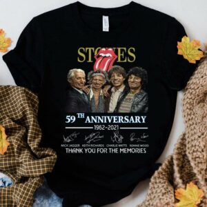 Awesome The Rolling Stones band 59th anniversary 1962-2021 Charlie Watts signatures shirt, Mick Jagger, Keith Richards, Ronnie Wood