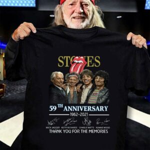 Awesome The Rolling Stones band 59th anniversary 1962-2021 Charlie Watts signatures shirt, Mick Jagger, Keith Richards, Ronnie Wood 2